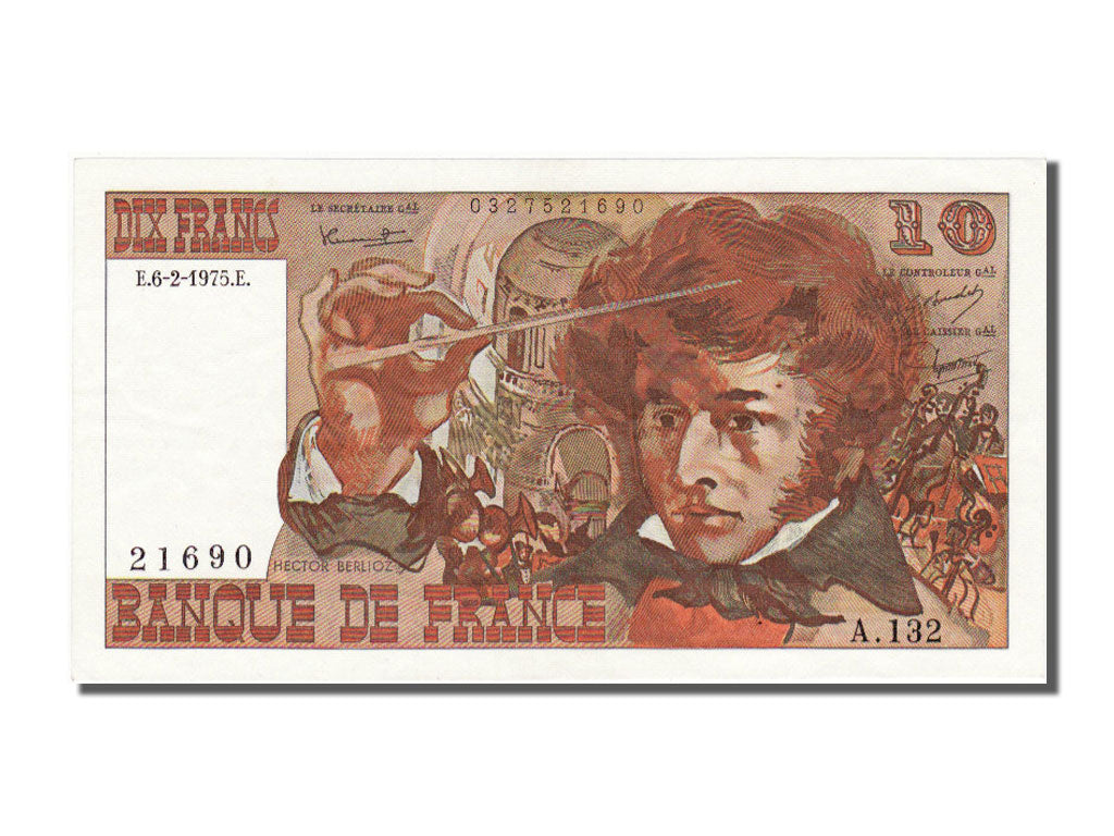 France, 10 Francs, 10 F 1972-1978 ''Berlioz'', 1975, KM #150b, 1975-02-06,...