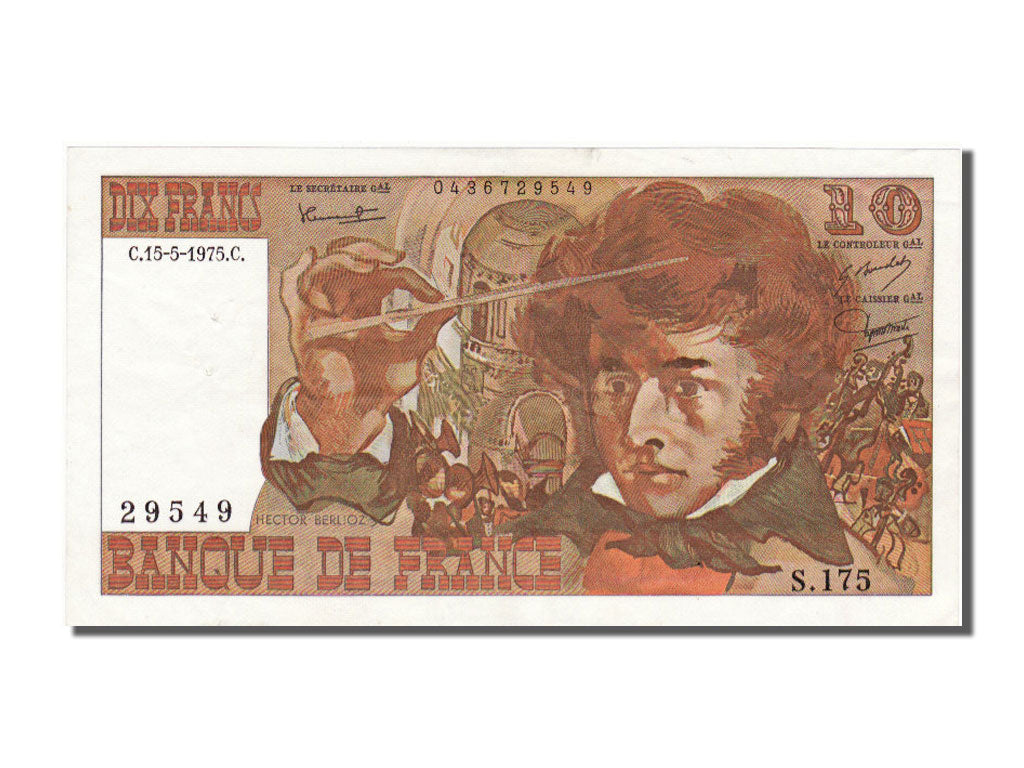 France, 10 Francs, 10 F 1972-1978 ''Berlioz'', 1975, KM #150b, 1975-05-15,...