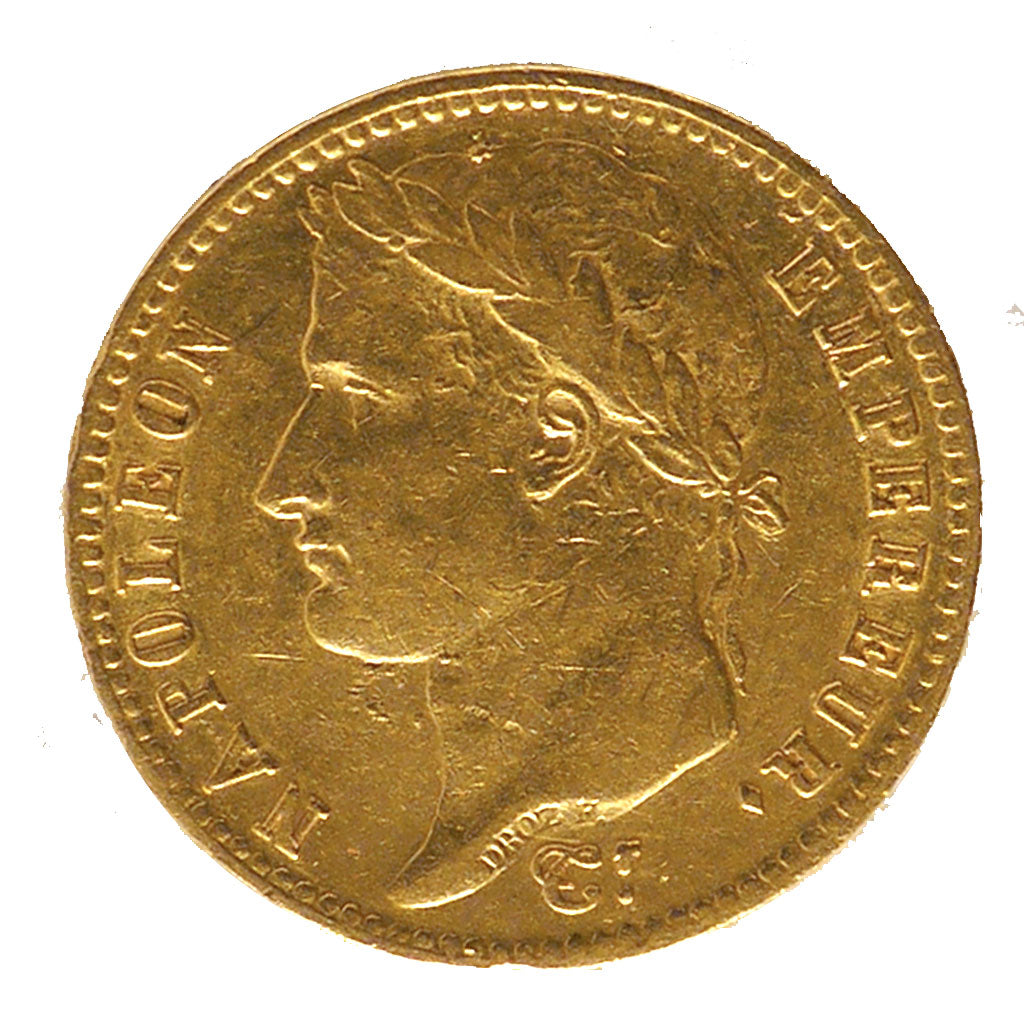 FRANCE, Napoléon I, 20 Francs, 1809, Paris, KM #695.1, AU(50-53), Gold, Gadoury 