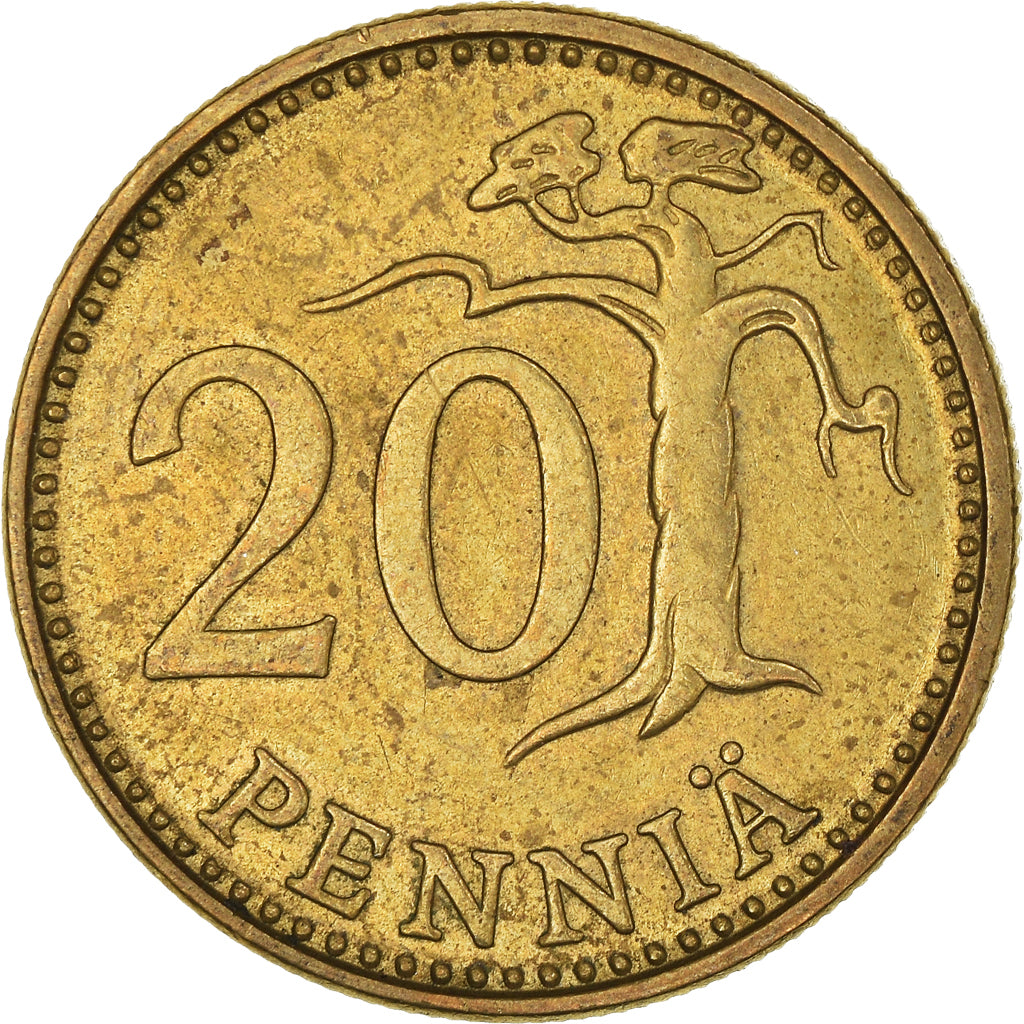 Moneda, Finlandia, 20 Pennia, 1980