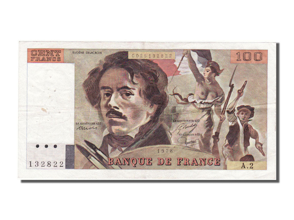 France, 100 Francs, 100 F 1978-1995 ''Delacroix'', 1978, KM #153, VF(30-35), A..