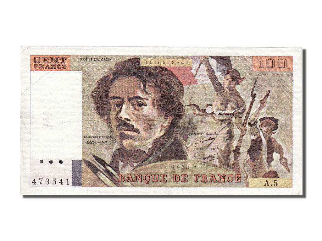 France, 100 Francs, 100 F 1978-1995 ''Delacroix'', 1978, KM #154a, EF(40-45), A.