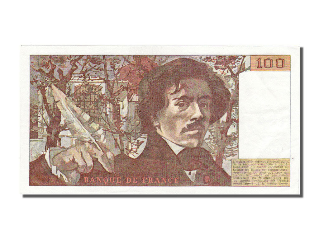 France, 100 Francs, 100 F 1978-1995 ''Delacroix'', 1981, KM #154b, AU(55-58), A.