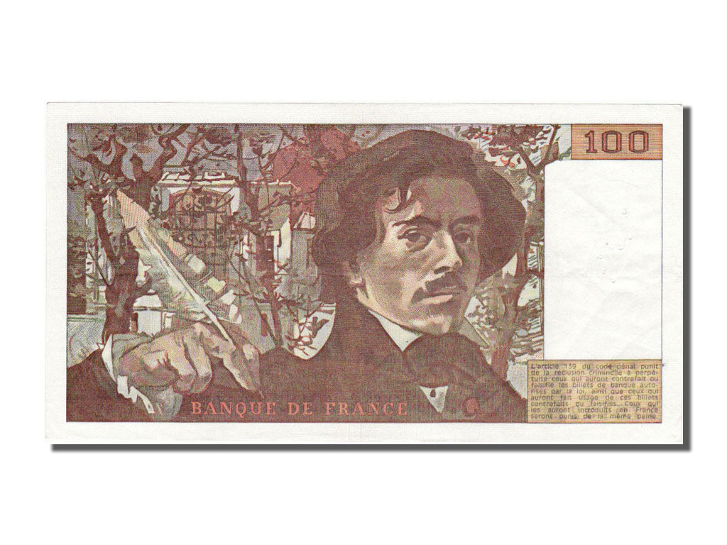 France, 100 Francs, 100 F 1978-1995 ''Delacroix'', 1981, KM #154b, AU(50-53), L.