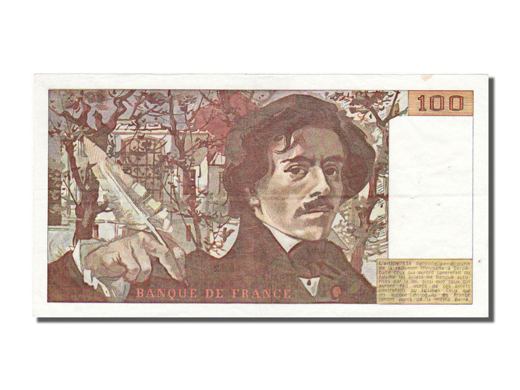 France, 100 Francs, 100 F 1978-1995 ''Delacroix'', 1982, KM #154b, AU(55-58), T.