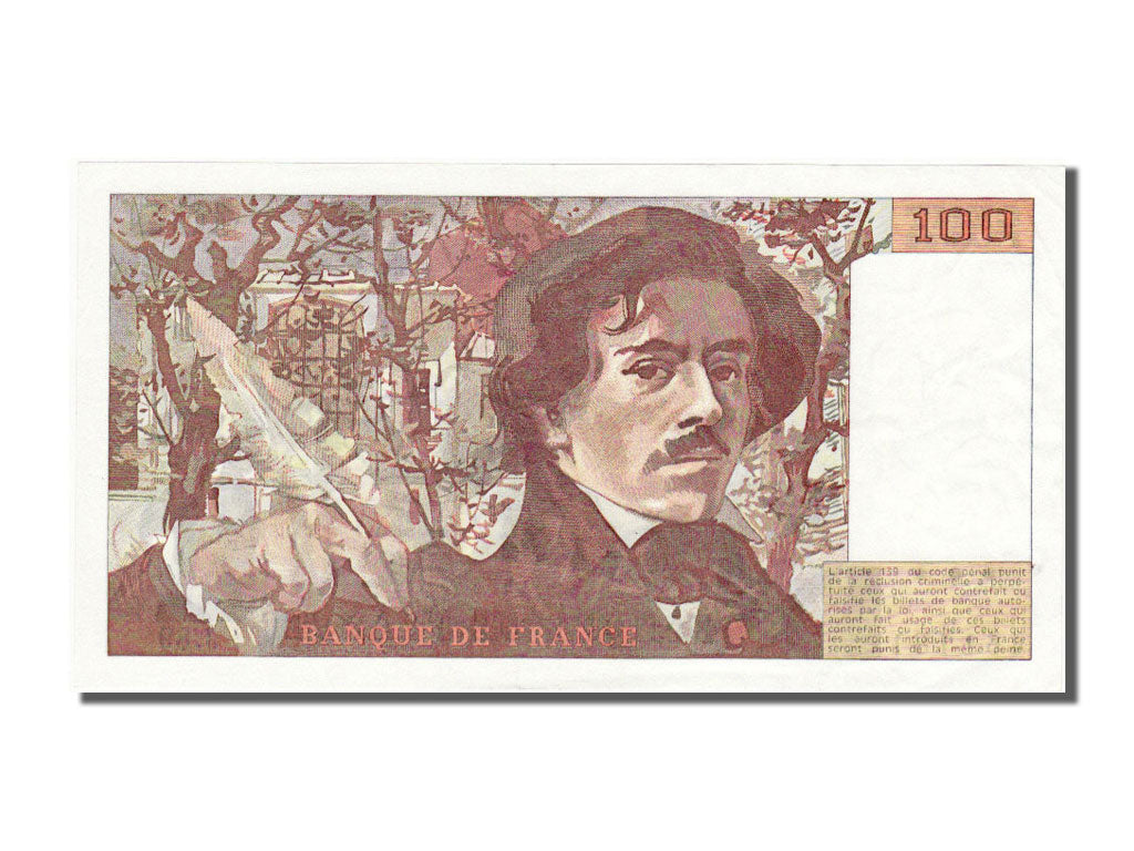 France, 100 Francs, 100 F 1978-1995 ''Delacroix'', 1984, KM #154b, AU(55-58), J.