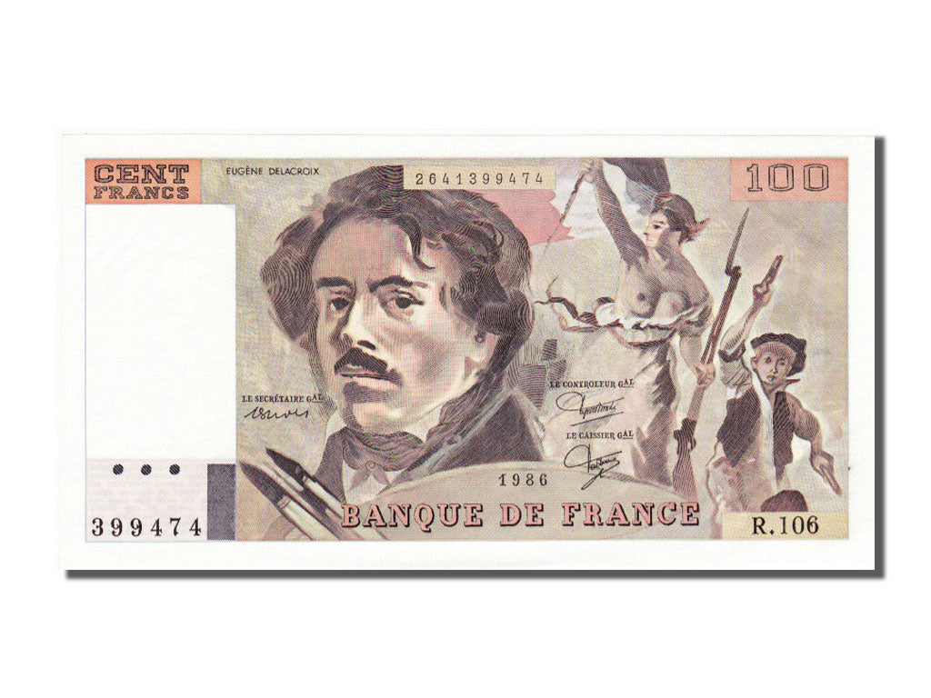 France, 100 Francs, 100 F 1978-1995 ''Delacroix'', 1986, KM #154b, , R 106,...