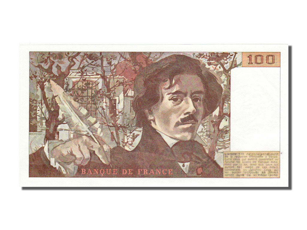 France, 100 Francs, 100 F 1978-1995 ''Delacroix'', 1986, KM #154b, , R 106,...