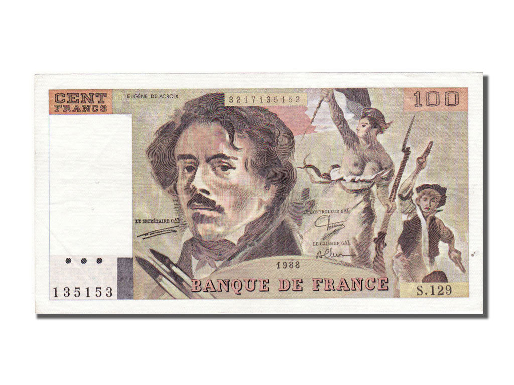 Francia, 100 Francs, 100 F 1978-1995 ''Delacroix'', 1988, KM:154d, SPL-, Faye...