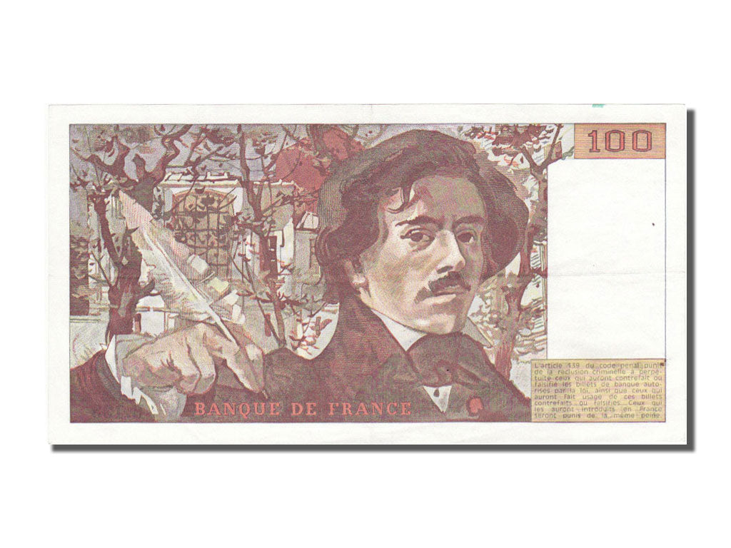 France, 100 Francs, 100 F 1978-1995 ''Delacroix'', 1989, KM #154d, AU(55-58), B.
