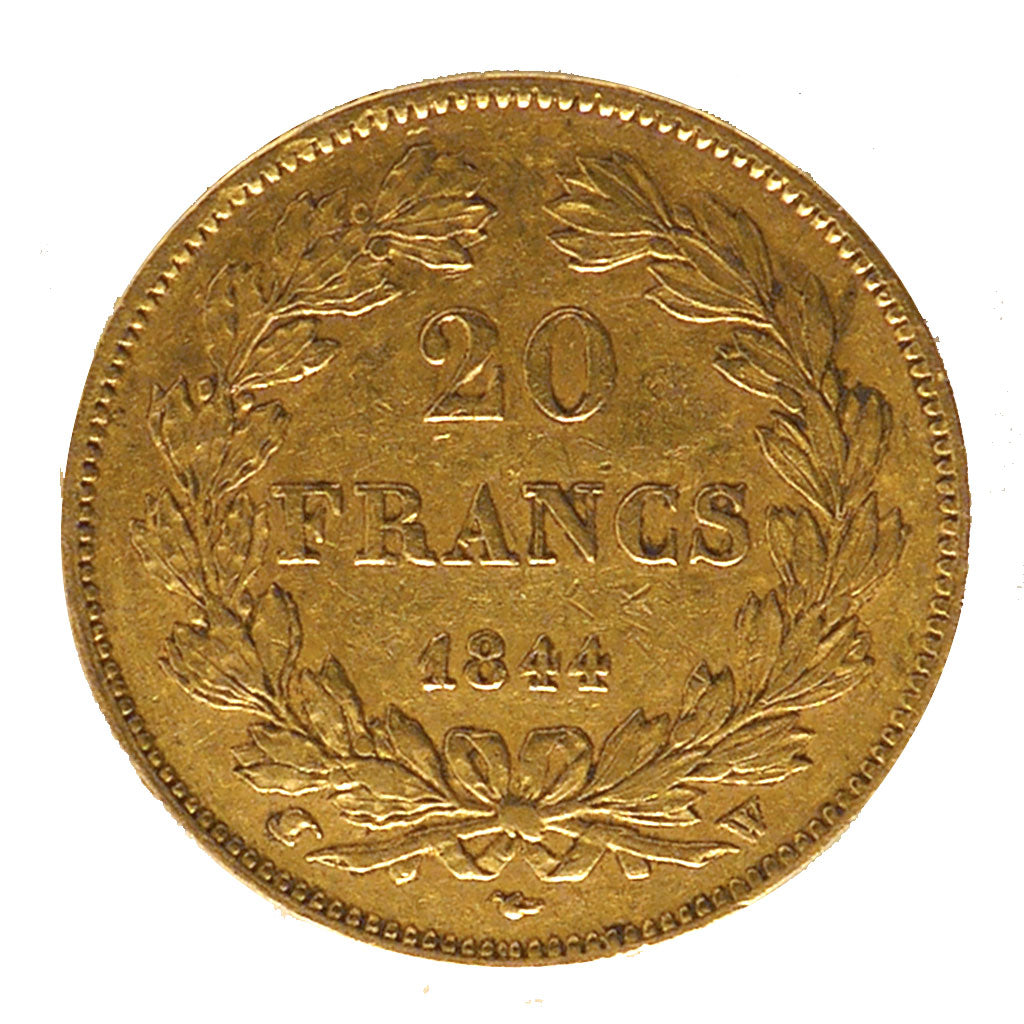 FRANCE, Louis-Philippe, 20 Francs, 1844, Lille, KM #750.5, AU(50-53), Gold,...