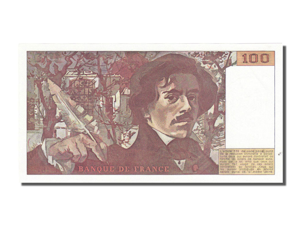 France, 100 Francs, 100 F 1978-1995 ''Delacroix'', 1990, KM #154e, UNC(65-70),..