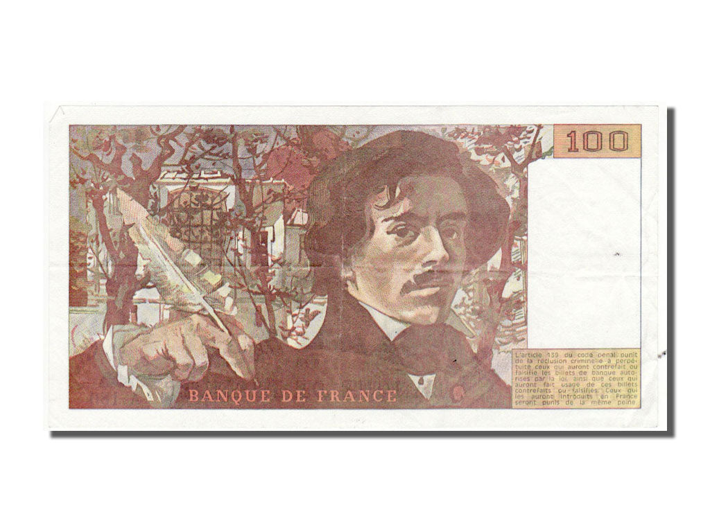 France, 100 Francs, 100 F 1978-1995 ''Delacroix'', 1990, KM #154e, AU(55-58), A.