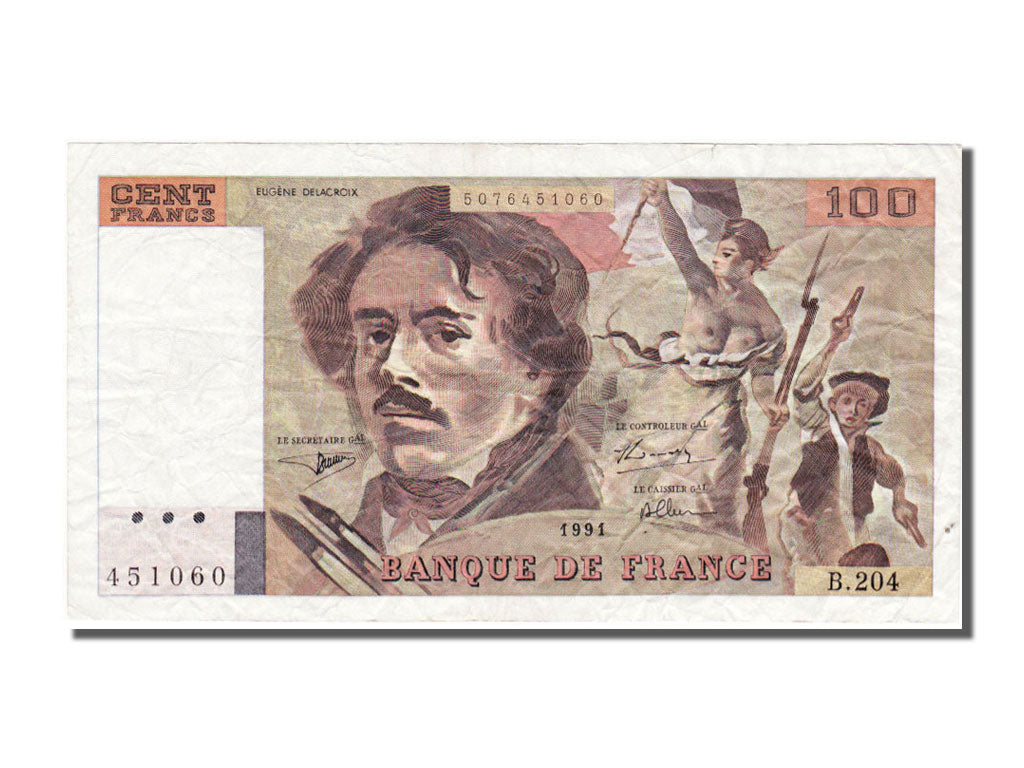 Banknote, France, 100 Francs, 100 F 1978-1995 ''Delacroix'', 1991, VF(30-35)