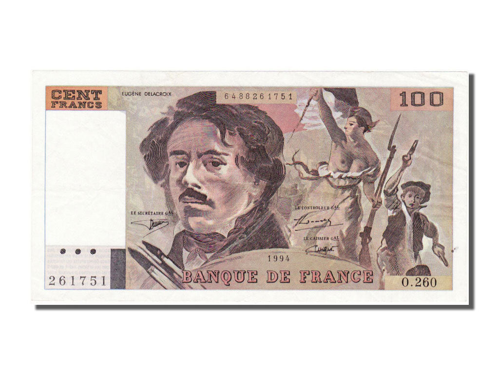 Francia, 100 Francs, 100 F 1978-1995 ''Delacroix'', 1994, KM:154h, SPL-, Faye...