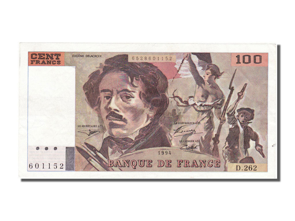 France, 100 Francs, 100 F 1978-1995 ''Delacroix'', 1994, KM #154h, VF(20-25), D.