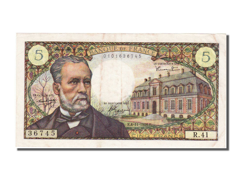 Banknote, France, 5 Francs, 5 F 1966-1970 ''Pasteur'', 1966, 1966-11-04