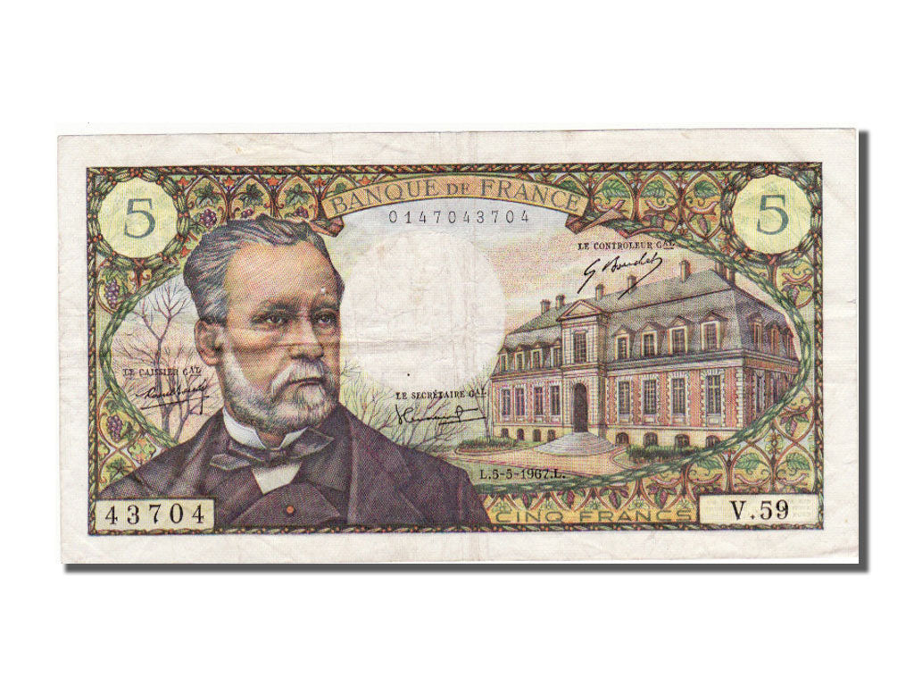 France, 5 Francs, 5 F 1966-1970 ''Pasteur'', 1967, KM #146b, 1967-05-05,...
