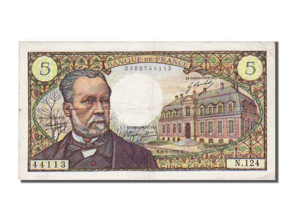 France, 5 Francs, 5 F 1966-1970 ''Pasteur'', 1970, KM #146b, 1970-01-08,...