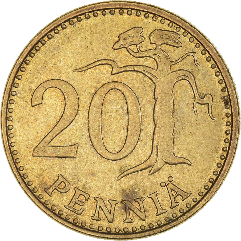 Moneda, Finlandia, 20 Pennia, 1975