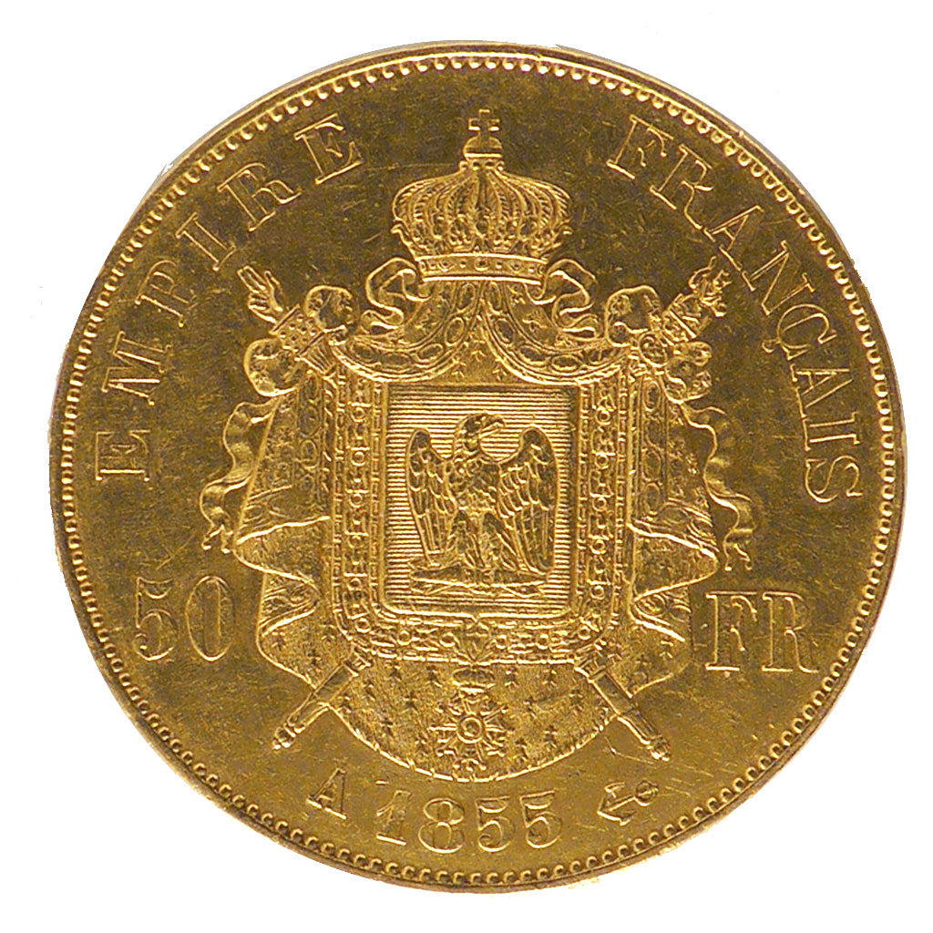 FRANCE, Napoléon III, 50 Francs, 1855, Paris, KM #785.1, EF(40-45), Gold, Gadour