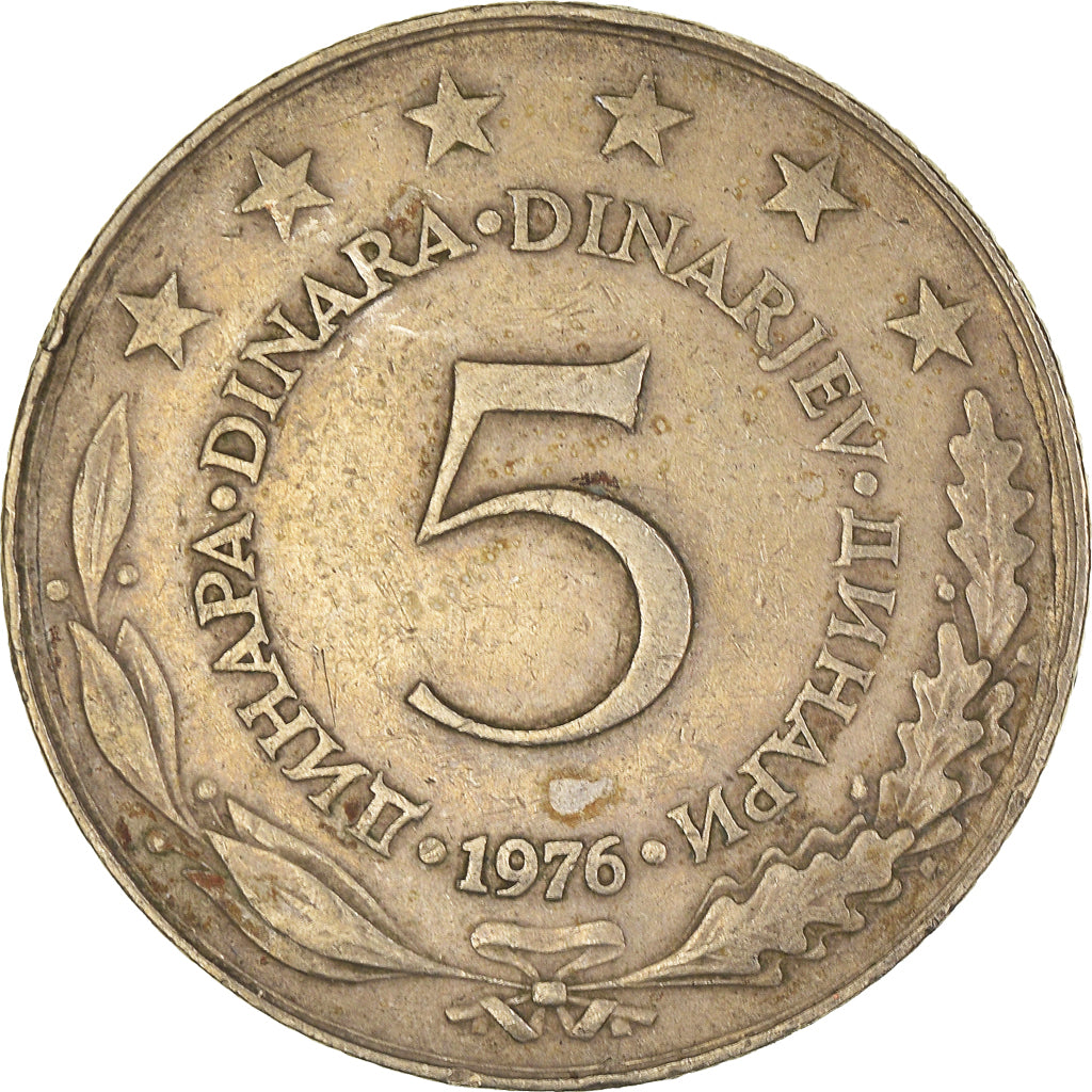 Münze, Jugoslawien, 5 Dinara, 1976