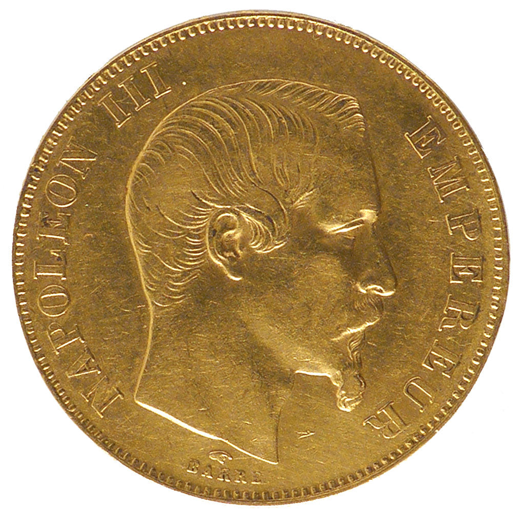 Francia, Napoleon III, Napoléon III, 50 Francs, 1857, Paris, MB+, Oro, KM:78...