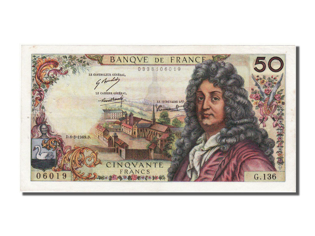 Francia, 50 Francs, 50 F 1962-1976 ''Racine'', 1969, KM:148c, 1969-03-06, BB+...