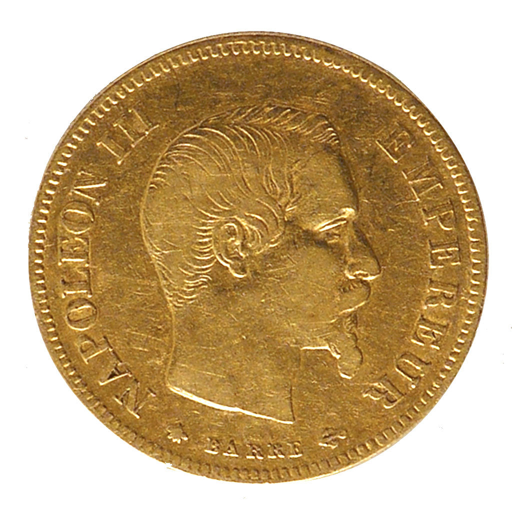 FRANCE, Napoléon III, 10 Francs, 1855, Strasbourg, KM #784.4, VF(30-35), Gold, G