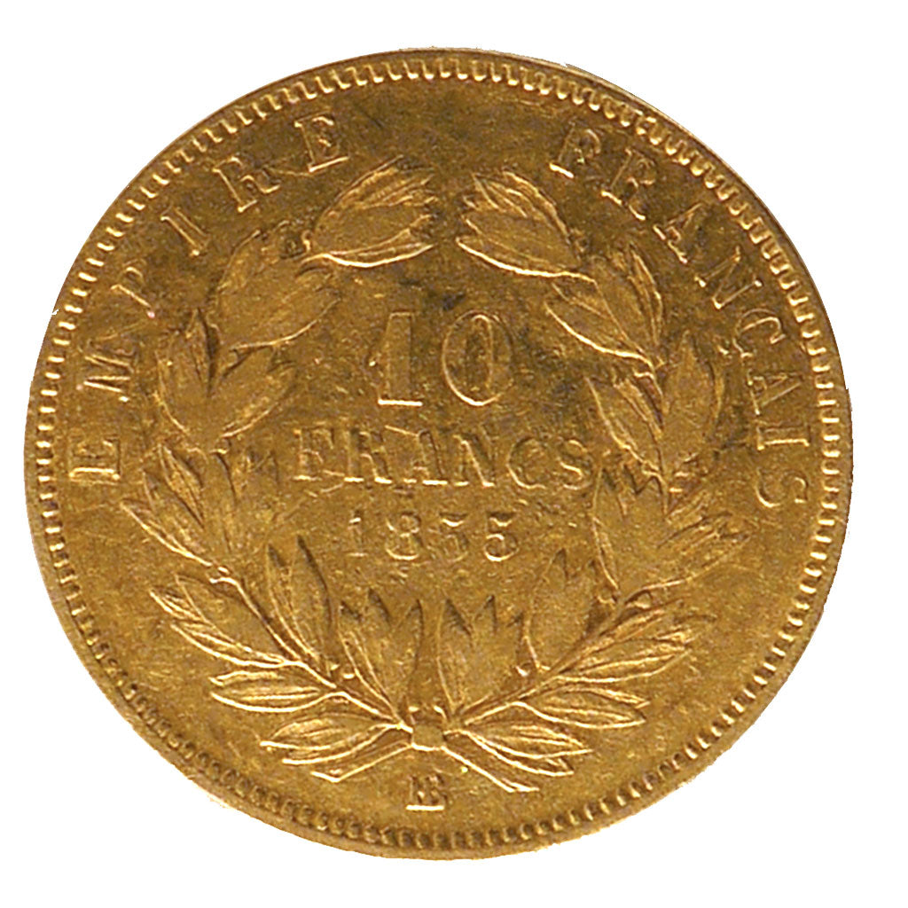 FRANCE, Napoléon III, 10 Francs, 1855, Strasbourg, KM #784.4, VF(30-35), Gold, G