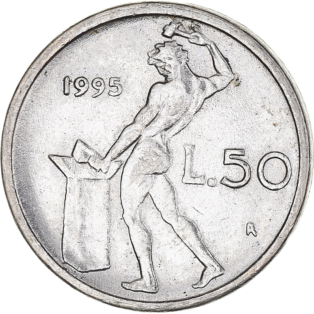Münze, Italien, 50 Lire, 1995