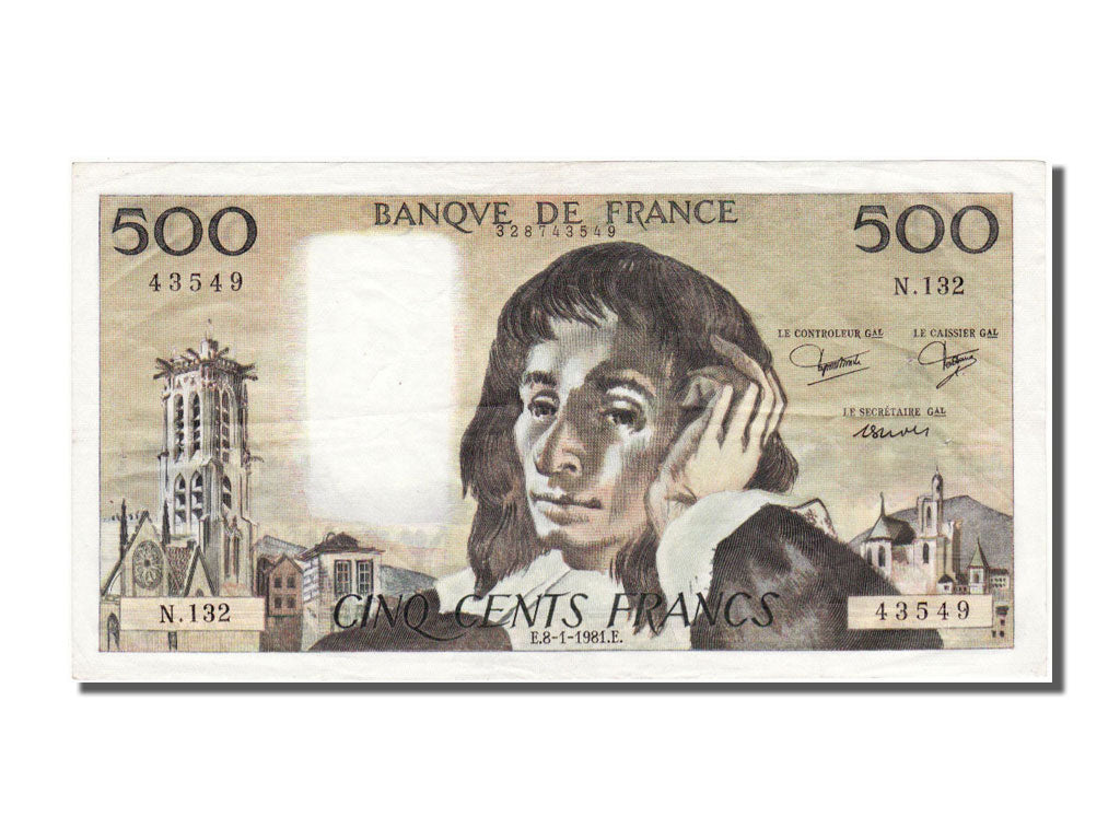 France, 500 Francs, 500 F 1968-1993 ''Pascal'', 1981, KM #156e, 1981-01-08,...