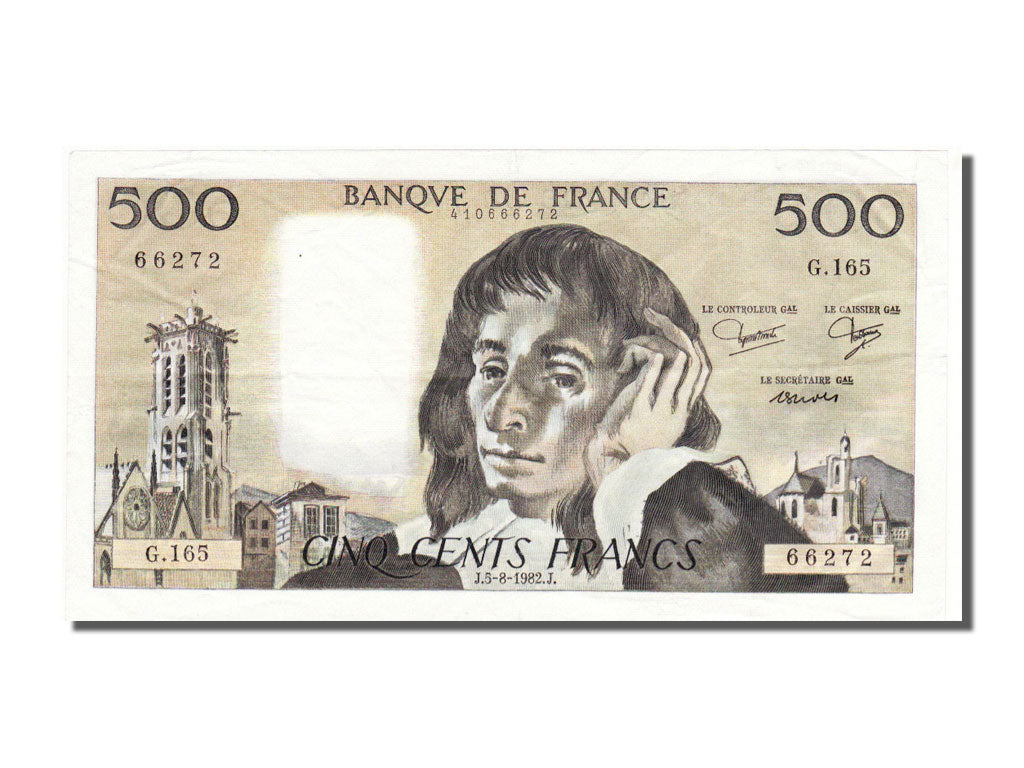 Banknote, France, 500 Francs, 500 F 1968-1993 ''Pascal'', 1982, 1982-08-05