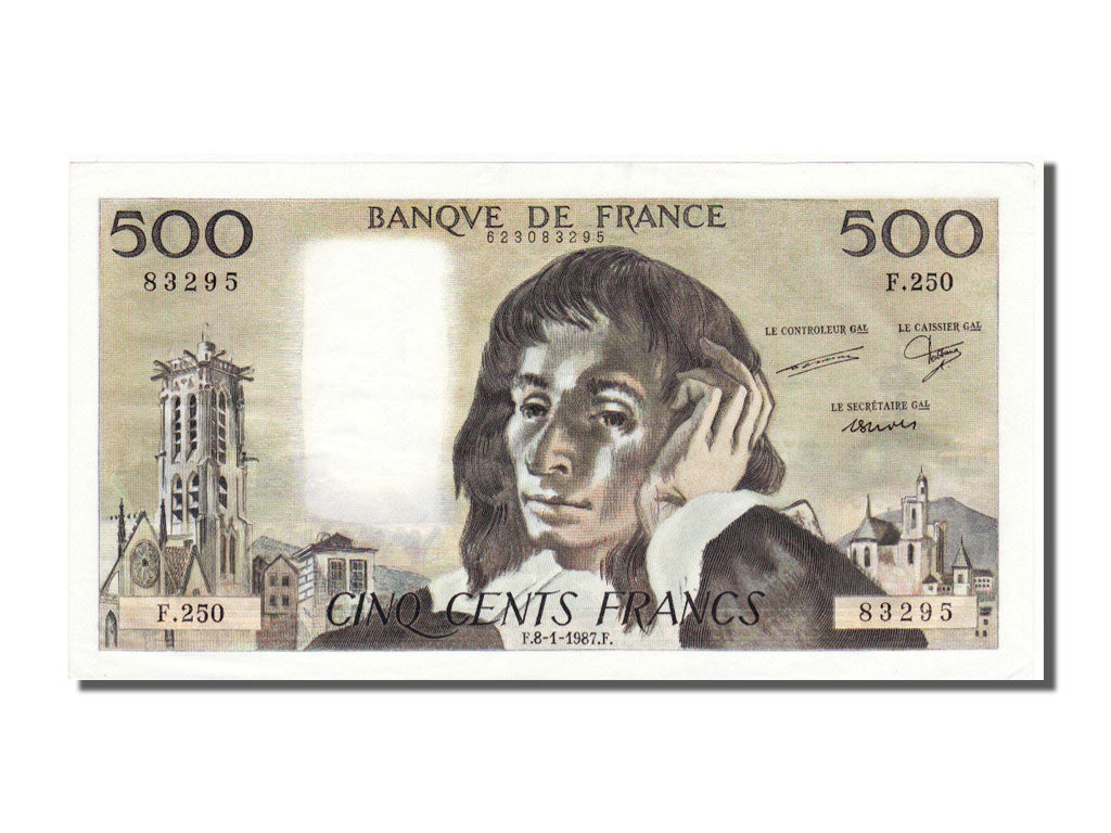France, 500 Francs, 500 F 1968-1993 ''Pascal'', 1987, KM #156f, 1987-01-08,...