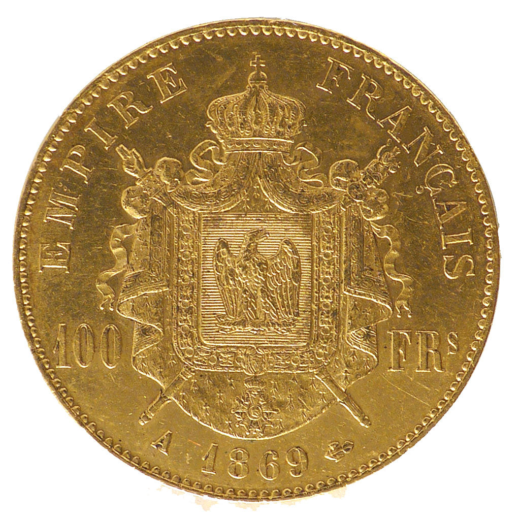 FRANCE, Napoléon III, 100 Francs, 1869, Paris, KM #802.1, AU(55-58), Gold, G...
