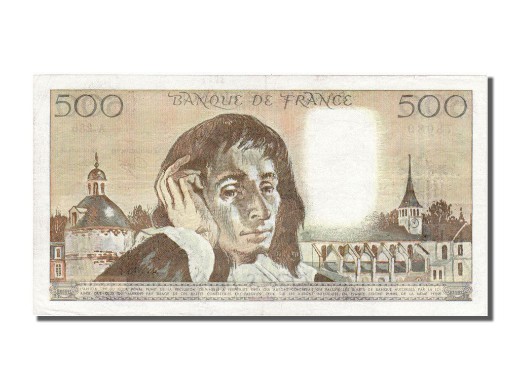France, 500 Francs, 500 F 1968-1993 ''Pascal'', 1989, KM #156g, 1989-02-02,...