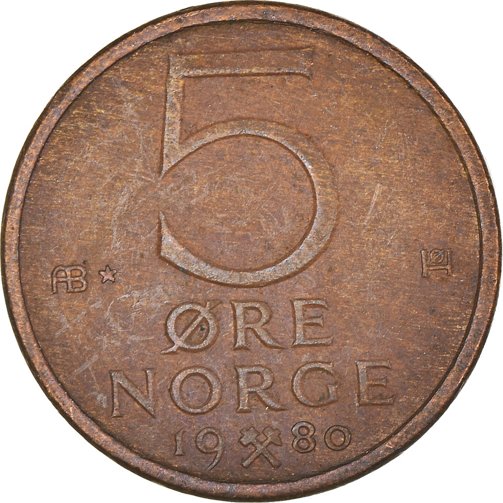 Moneda, Noruega, 5 Öre, 1980