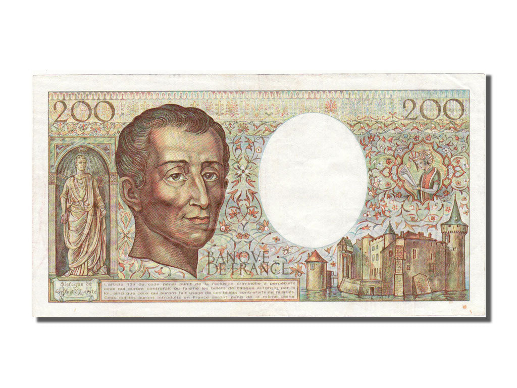 France, 200 Francs, 200 F 1981-1994 ''Montesquieu'', 1981, KM #155a, AU(50-53),.