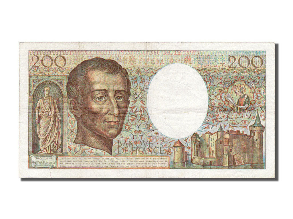 France, 200 Francs, 200 F 1981-1994 ''Montesquieu'', 1982, KM #155a, EF(40-45),.