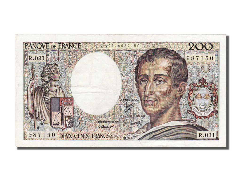 Geldschein, Frankreich, 200 Francs, 200 F 1981-1994 ''Montesquieu'', 1985, VZ