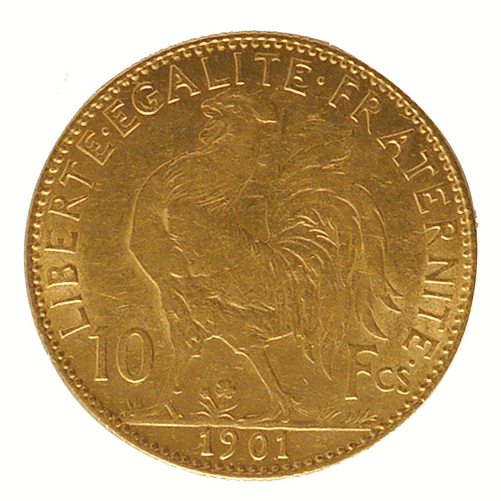 FRANCE, Marianne, 10 Francs, 1901, Paris, KM #846, AU(50-53), Gold, Gadoury...