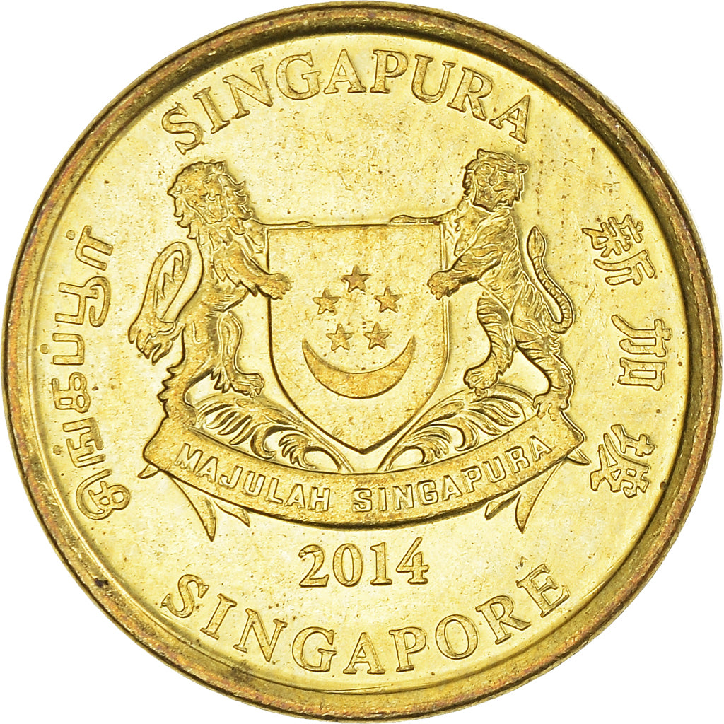 Coin, Singapore, 5 Cents, 2014