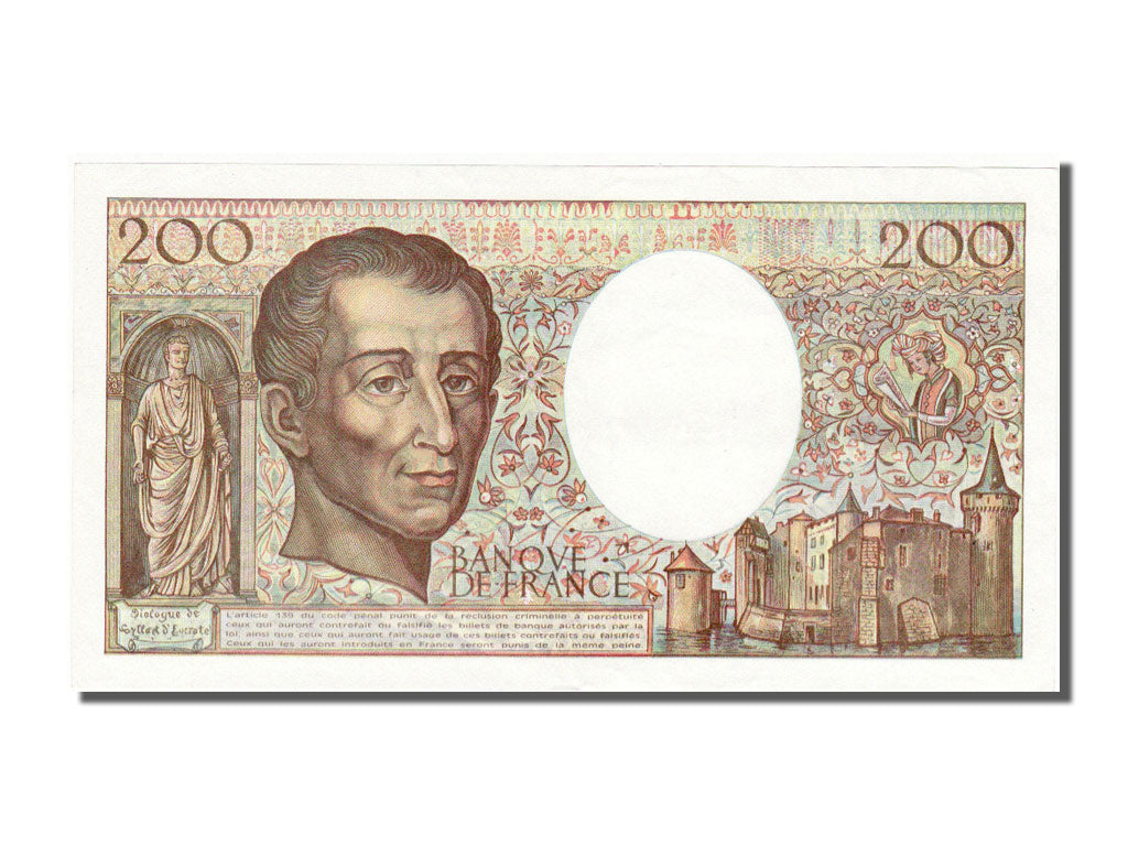 France, 200 Francs, 200 F 1981-1994 ''Montesquieu'', 1990, KM #155d, UNC(63), N.