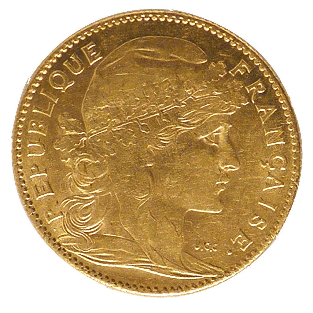 FRANCE, Marianne, 10 Francs, 1907, Paris, KM #846, AU(50-53), Gold, Gadoury...