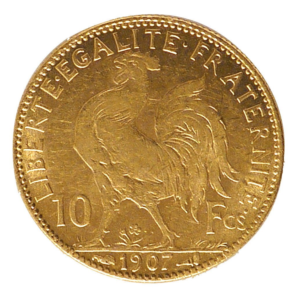 FRANCE, Marianne, 10 Francs, 1907, Paris, KM #846, AU(50-53), Gold, Gadoury...