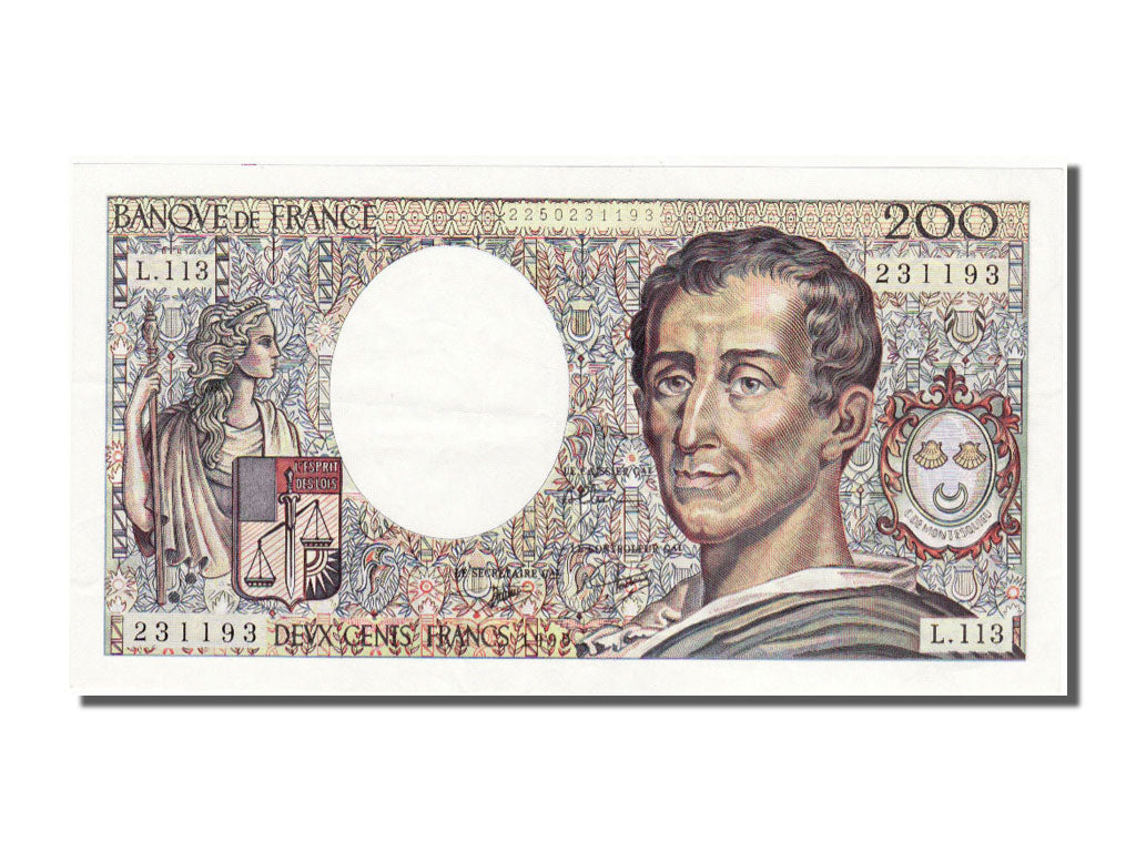 Banknote, France, 200 Francs, 200 F 1981-1994 ''Montesquieu'', 1990, UNC(63)