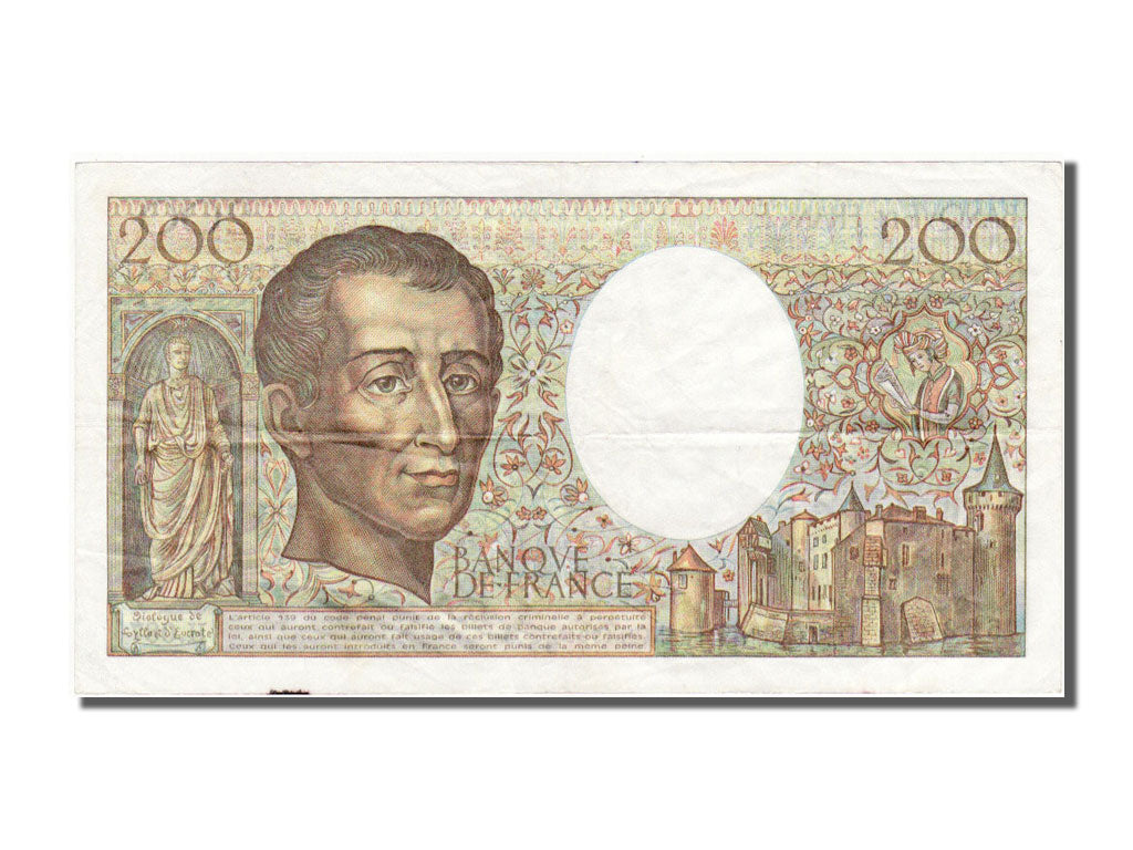 Banknot, Francja, 200 Francs, Montesquieu, 1991, AU(50-53), Fayette:70.11