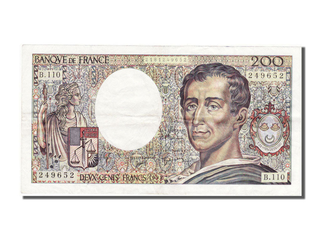Banknote, France, 200 Francs, 200 F 1981-1994 ''Montesquieu'', 1992, EF(40-45)