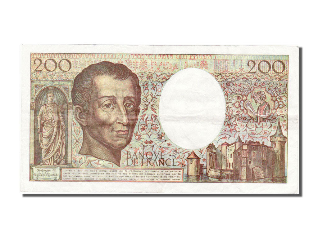Banknote, France, 200 Francs, 200 F 1981-1994 ''Montesquieu'', 1992, EF(40-45)