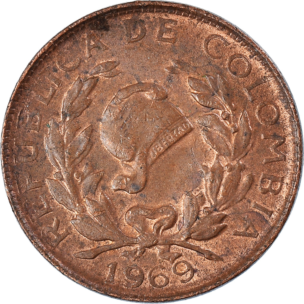 Coin, Colombia, Centavo, 1969